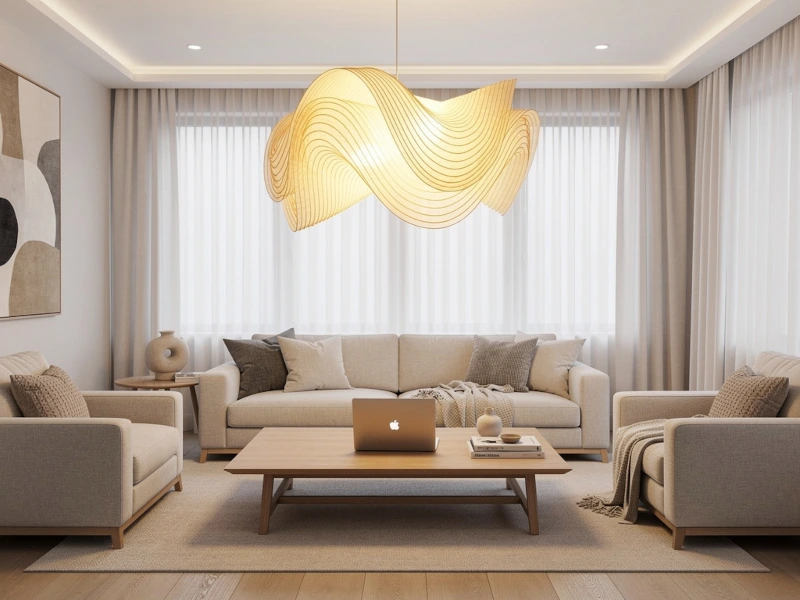 Photographie d'un beau luminaire dans un salon