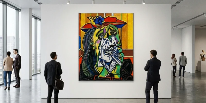 "La femme qui pleure" de Pablo Picasso exposé dans une galerie d'art