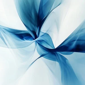 Tableau abstrait avec des ondulations de bleu sur un fond blanc