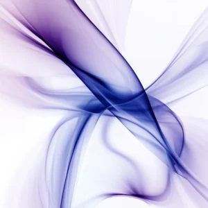 Œuvre d'art abstraite avec des ondulations violettes sur un fond blanc